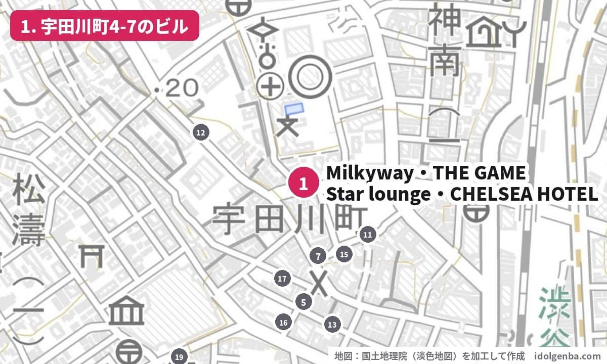宇田川町4-7のビルの場所