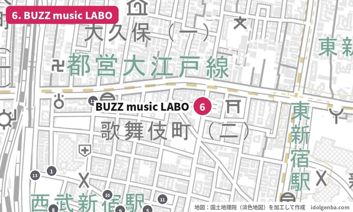 BUZZ music LABO Shinjukuの場所